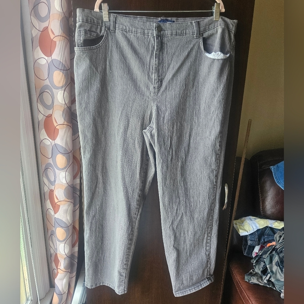 Basic Editions Women's Straight Leg Jeans - Gray Size 24W